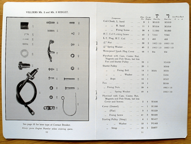 Instruktionsbok Villiers Midget Mk2 Mk3