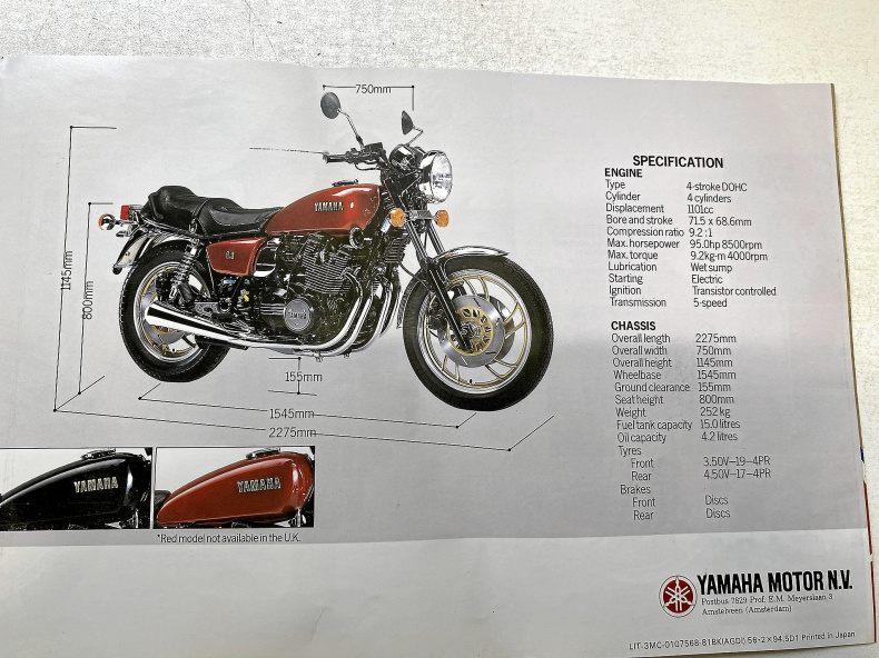 Broschyr Yamaha XS 1100S