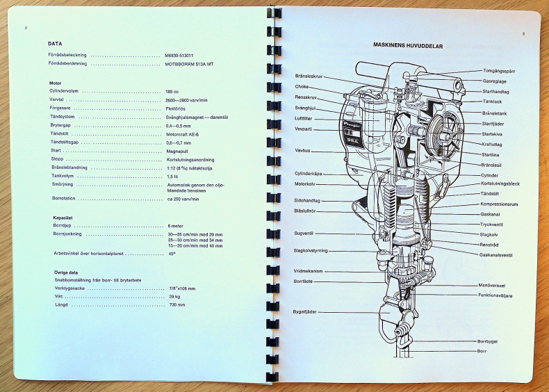 Manual motorbergborrmaskin Pionjär BR 80