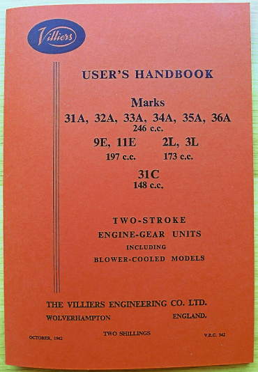 Instruktionsbok Villiers motorcykelmotorer 1962