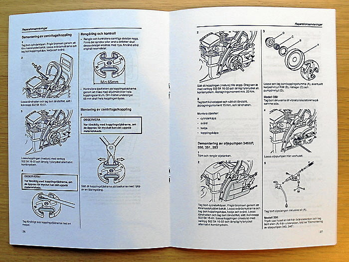 Verkstadshandbok Husqvarna Motorsåg 340, 345, m.m