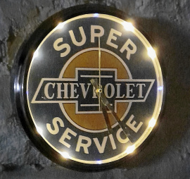 SUPER-CHEVROLET-SERVICE CLOCK med belysning