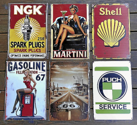 Retro plåtskyltar