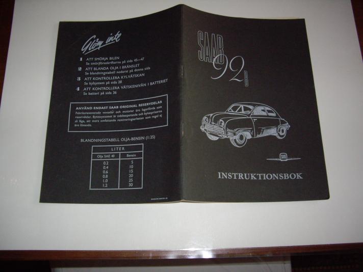 Instruktionsbok SAAB 92 B