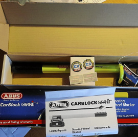 Ny Abus Car Block Granit rattkrycka stöldskydd