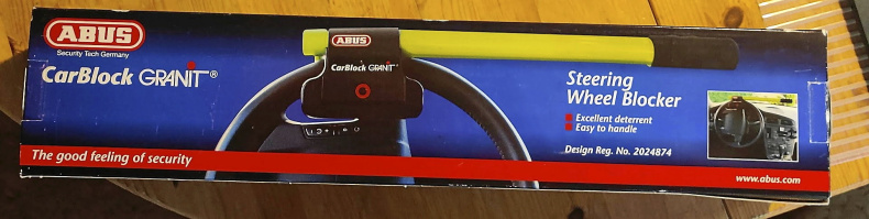 Ny Abus Car Block Granit rattkrycka stöldskydd