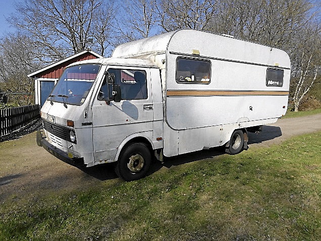 vw lt40 med påbyggd eura husvagn fyndbörsen