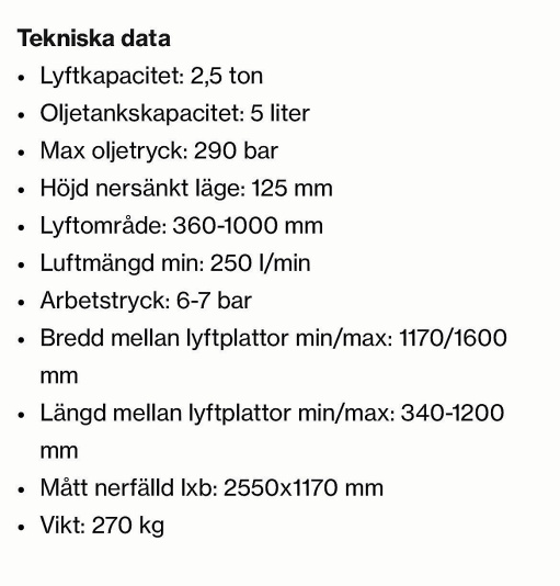 Hawk billyft 2500 kg saxlyft