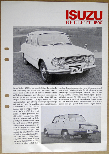 Broschyrblad Isuzu Bellet 1500 