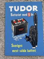 Reklamskylt Tudor batteri