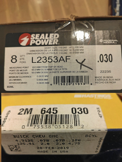 Kolvar och ringar Buick 455 od .030