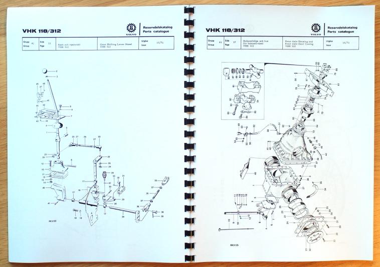 Reservdelskatalog Väghyvel Volvo VHK 118 &amp; 312